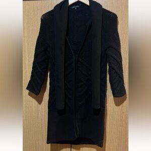 Theory Cardigan Women 2 Cotton Wool Cashmere Blend Black  Scarf Attach